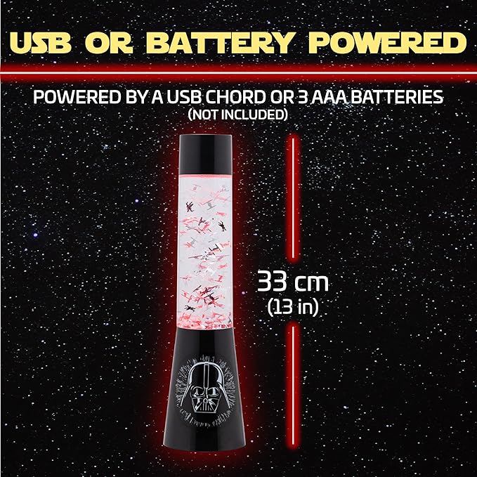 Star Wars Glitter Flow Lamp Night Light, Bedroom Décor Mood Light, 33 cm