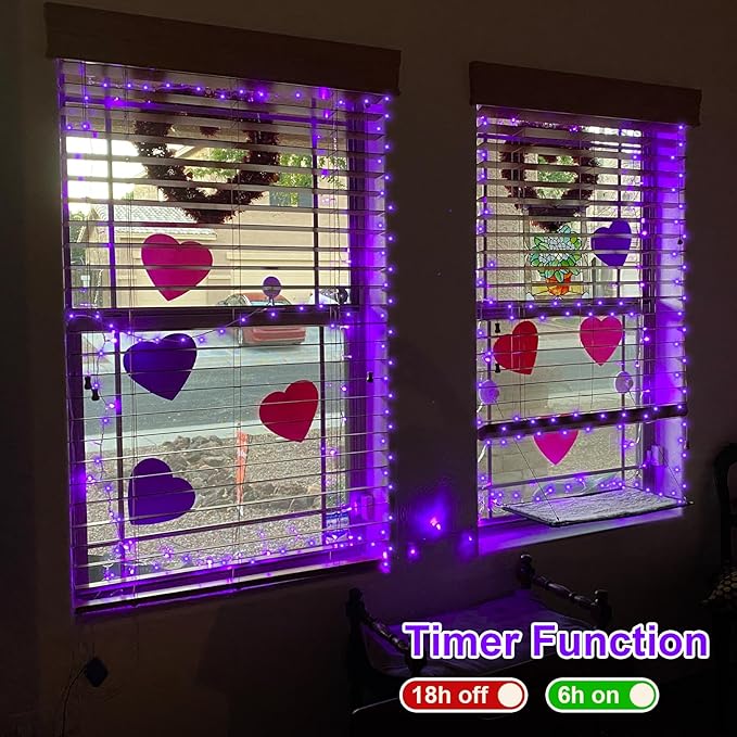QITONG 165ft 500 LED Purple String Lights Outdoor, Clear Wire Christmas Lights with 8 Modes, Twinkle Xmas Lights Indoor Plug in