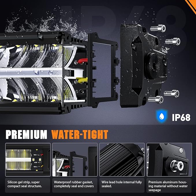 Nilight 19 Inch LED Light Bar DRL 150W 15500LM Anti-Glare Flood Spot Offroad LED Driving Light IP68 w/ 16AWG DT Connector Wiring Harness for Pickup Truck SUV ATV UTV Boat 4x4 Jeep