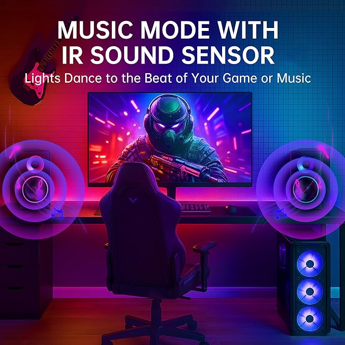 Light Bars with RGB+IC, 16.5-inch Bluetooth TV LED Backlight Suitable 45-85inch TVs, Smart TV Behind Lights with 16M Colors Scene and Music Modes for Gaming, Patry, Room Decotation