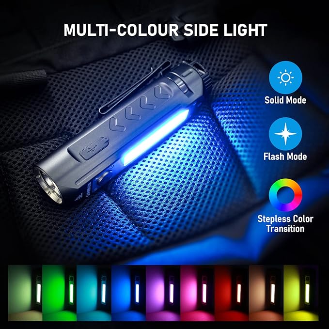 Rechargeable Flashlights High Lumens, Sofirn IF23 4000lm Flashlight 3-in-1 with side white light and RGB mode, IPX8 waterproof,long runtime, magnetic base, suitable for home, emergency, camping