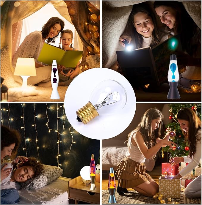 6 Pack Lava Lamp Bulbs 25 Watt 120V S11 Replacement Light Bulb E17 Standard Base for Glitter Lamps
