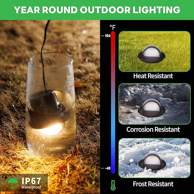 Low Voltage 3000K LED Well Lights, 10 Pack 6W 420LM 12V In-Ground Landscape Lights, IP67 Waterproof Aluminum Oil-Rubbed Bronze, 4" Directional Lighting for Path, Yard
