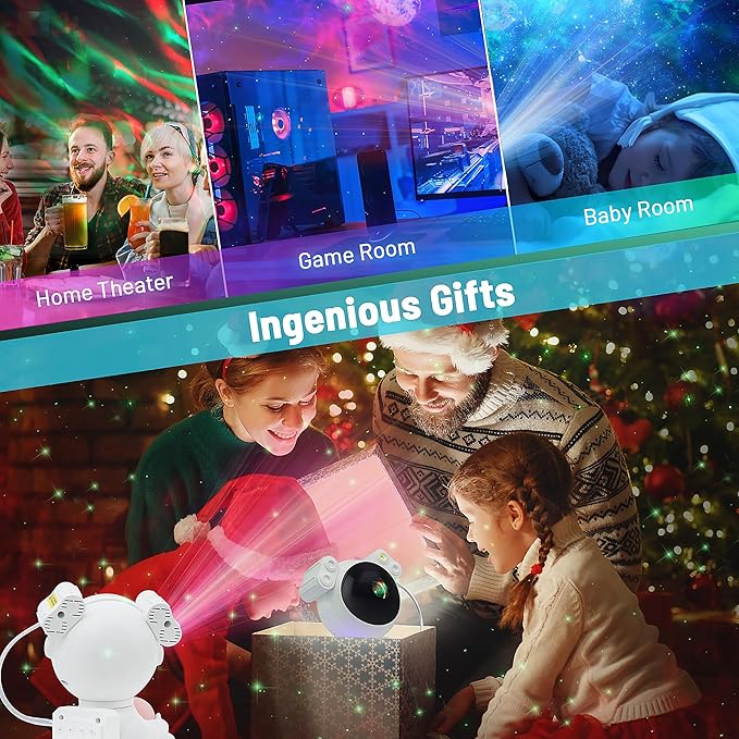 KIMHY Astronaut Galaxy Projector for Bedroom Kids Adults, 2 in 1 Star Projector Galaxy Night Light with Moon Lamp 8 Colors Effects, Space Light for Room Decor, Boy & Girl Birthday, Christmas