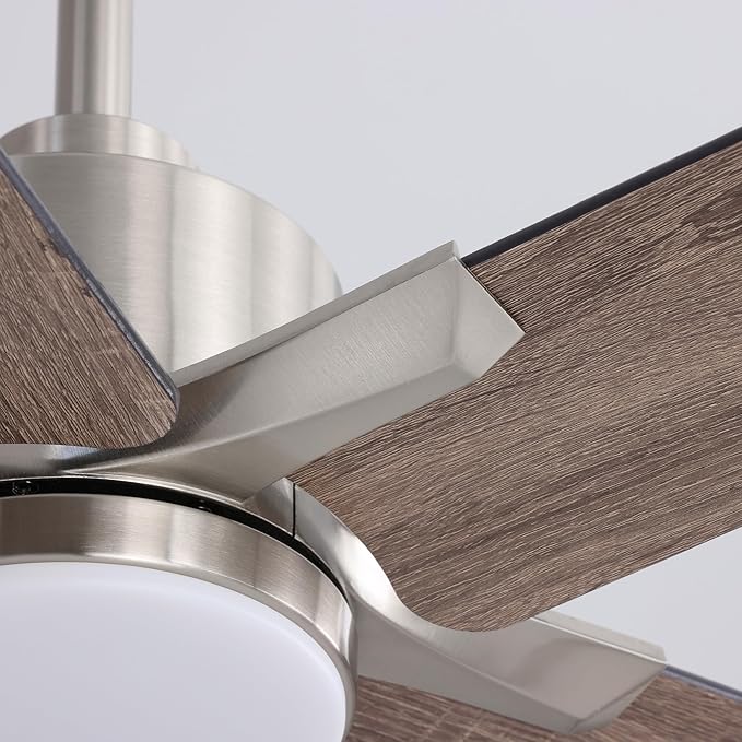 46 Inch Ceiling Fans with Lights and Remote Control for Bedroom, Modern Nickel Ceiling Fan with Quiet Reversible DC Motor, 3CCT, Dimmable, LED Lighting for Living Room, Patio, Indoor and Outdoor