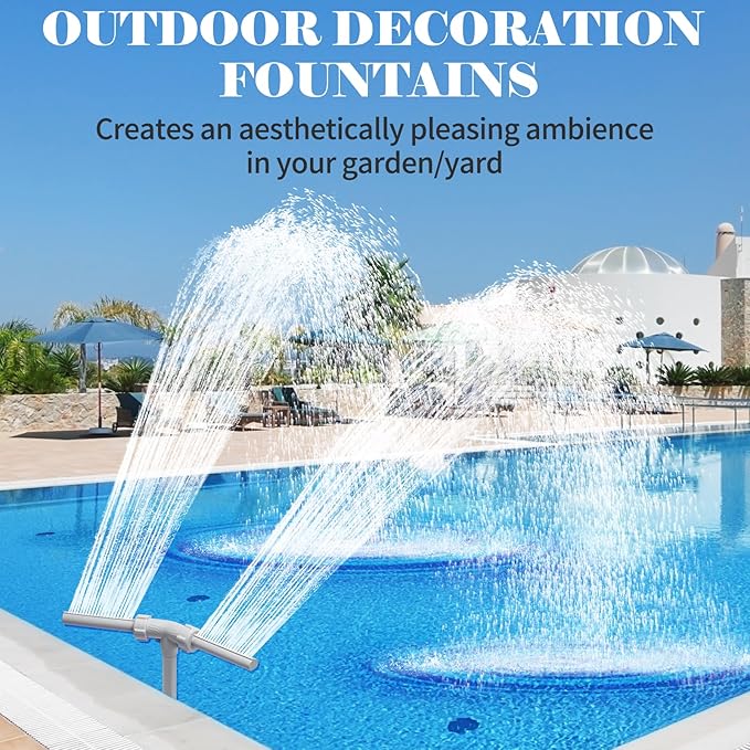 Klleyna Swimming Pool Fountain for Above & In-Ground Pools, Pool Waterfall Water Cooler Sprinkler Sprayer Summer Party Decor (B-Gray-3 Adapters)