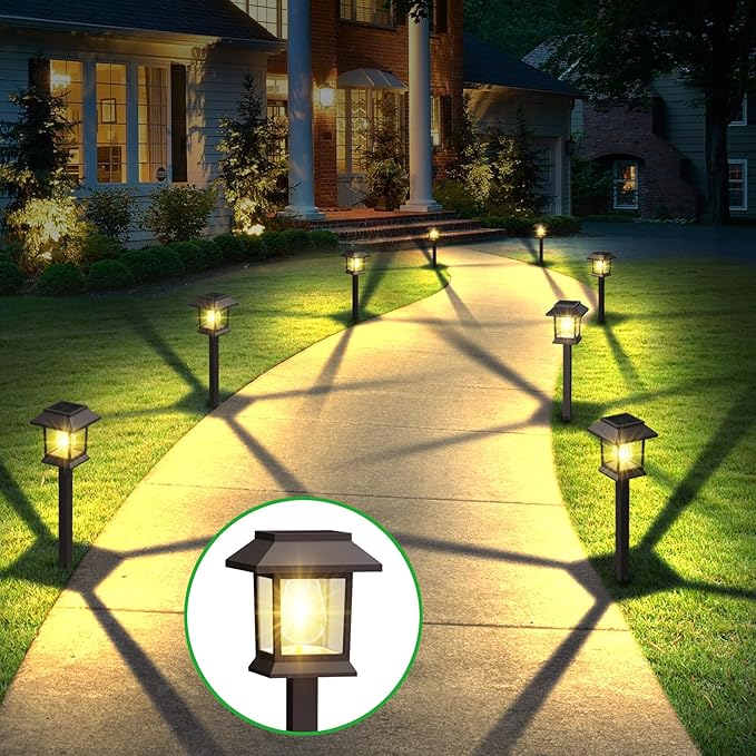 Solar Pathway Lights Outdoor, 12 Pack Upgraded LED Waterproof Solar Outdoor Lights, Outside Driveway Garden Landscape Walkway Path Yard Lawn Decor