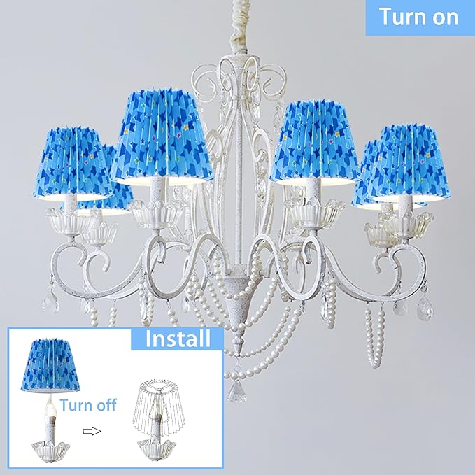 Small pleated lampshade chandelier shades set of 6. Lampshade for Wall Lamp.chandelier shades.small table lamps.For Cutting Edge bulbs.light bulb shade.chandelier light covers.4" X 5" X 6"
