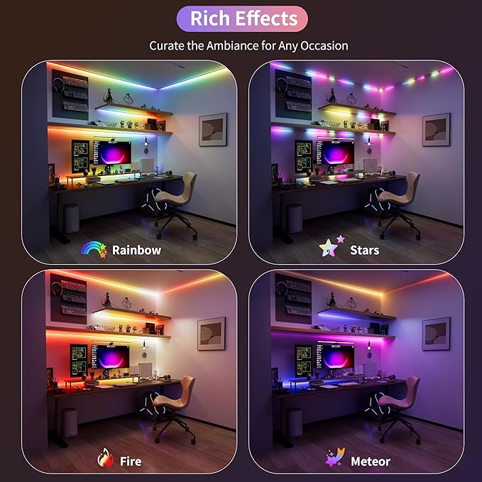 PAUTIX IP65 Waterproof RGB Smart IC COB LED Strip Light Addressable 24ft/7.5m,24V Color Flowing Strip Light Multicolor Flexible Tape Light for TV,Room,Party DIY Decoration(Without Controller&Adapter)