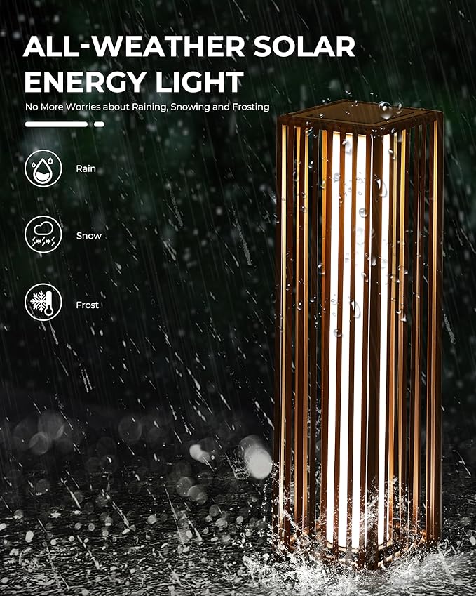 GREEN MORE Rattan Solar Patio Lights,50 Lumen Auto-On/Off Outdoor Floor Solar Lamp, IP65 Waterproof with 8H Runtime for Garden Pathways & Landscape Lighting,Brown