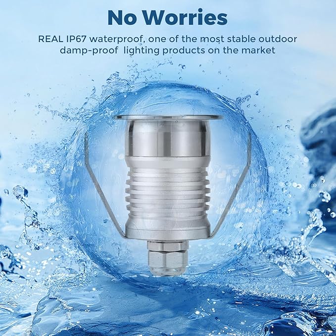 Gardencoin Outdoor Recessed LED Lights, Heavy Duty Soffit and Deck Lighting Flush Mount, 12-24V Low Voltage Landscape In Ground Well Light, Underwater Pond Light, Dimmable Widely Used, 6pack