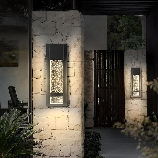 ASD LED 13 Inch Bubble Glass Wall Light Fixture | 12W 500LM 3000K-5000K 120V | 3CCT, Waterproof, Photocell, ETL Listed | Exterior Dusk to Dawn Flush Mount Sconce, Outdoor Lighting | Black, 2 Pack