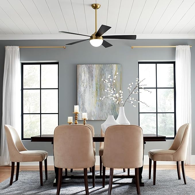 WAC Lighting Eclipse 5-Blade Aluminum Smart Ceiling Fan in Brass/Matte White