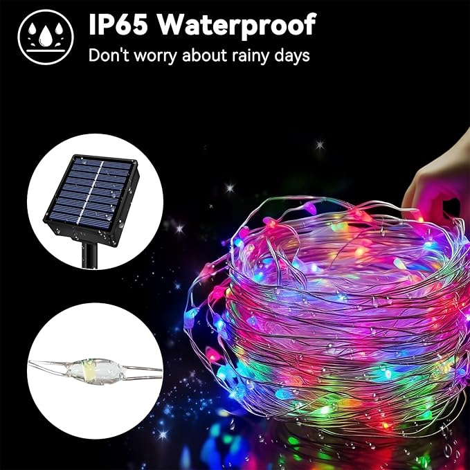 Solar String Lights Outdoor Waterproof 4 Pack Total 132ft 400LED 8 Modes Twinkle Lights Solar Fairy Lights for Patio, Garden Yard Party Tree Christmas Halloween Decoration Multicolor