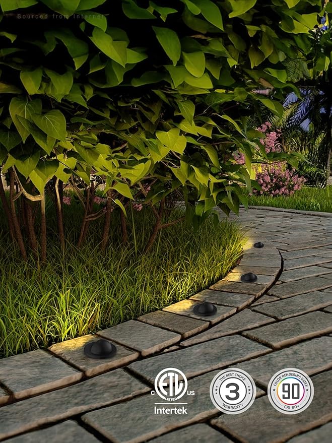 LEONLITE 5W Low Voltage In-ground Well Lights, LED Landscape In Ground Lights, 12-24V AC/DC, CRI90, ETL Listed, IP67 Waterproof, Aluminum, 3000K Warm White, Pack of 6