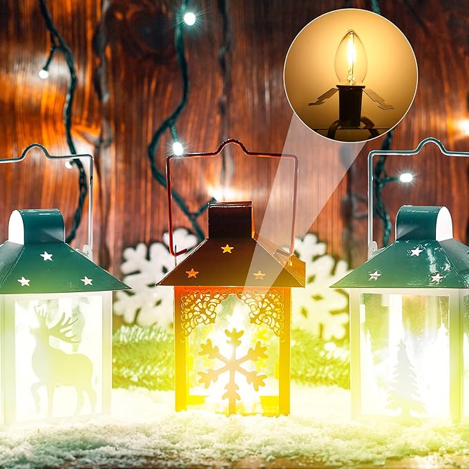Enhon 12 Pack C7 Accessory Cord with LED Bulb, Each 6 ft Blow Mold Light Cords with On/Off Switch for Christmas Village House Halloween Pumpkin Holiday Ceramic Tree and Craft Projects