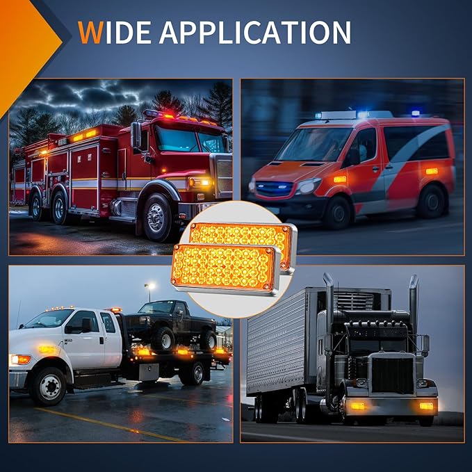 Nilight 2PCS 42LED Amber Wireless Magnetic Strobe Lights Portable Warning Hazard Light Surface Mount Waterproof 5 Patterns for 12V 24V Cars Trucks Van Off Road Vehicles ATV