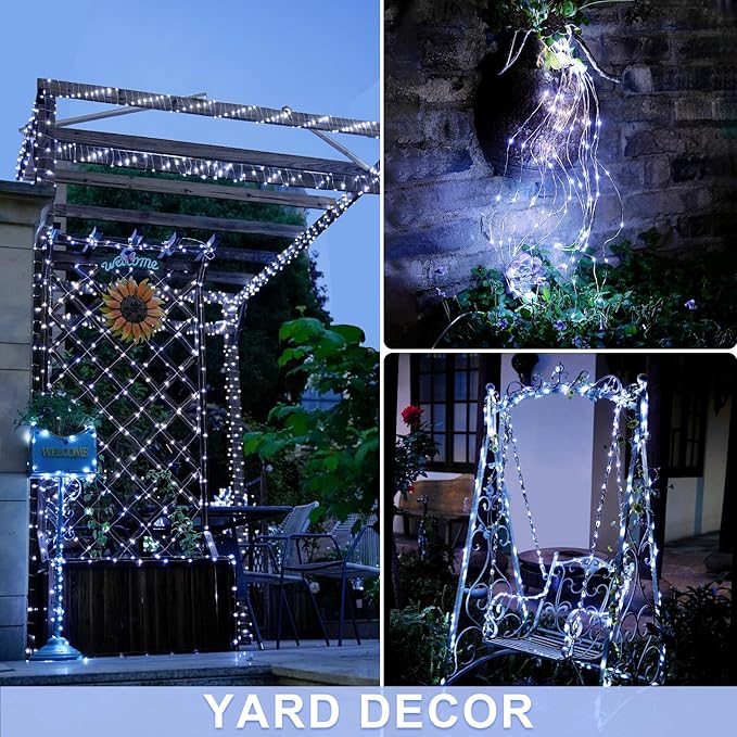 JMEXSUSS 2 Pack Fairy Lights Battery Operated, Total 400 LED 132ft Outdoor Fairy String Lights with Remote, 8 Modes Copper Wire Twinkle Lights for Bedroom Tree Wall Patio Outside Decor, White