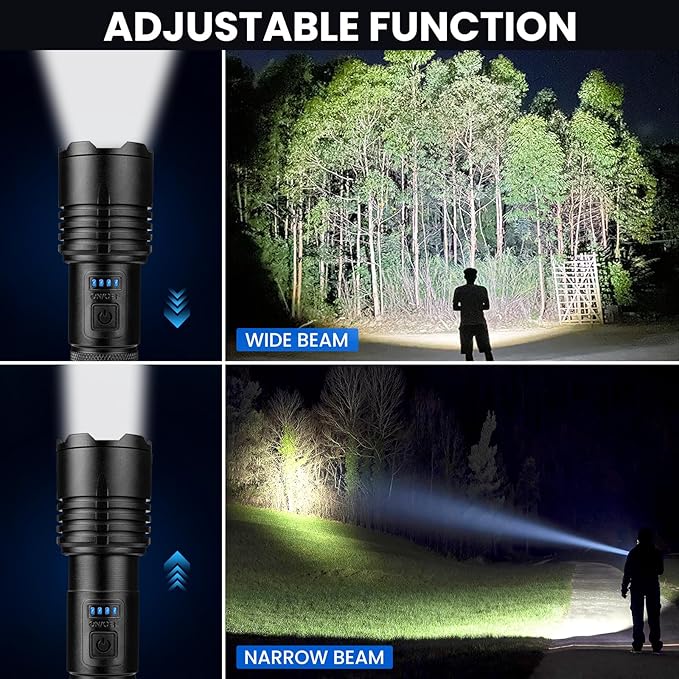 Rechargeable Led Flashlights High Lumens 3Pack, 99000 Lumen Super Bright Flash Light with 3 Modes & Adjustable 2 Beam, Brightest Waterproof Flashlight 15H Long Runtime for Hiking Camping