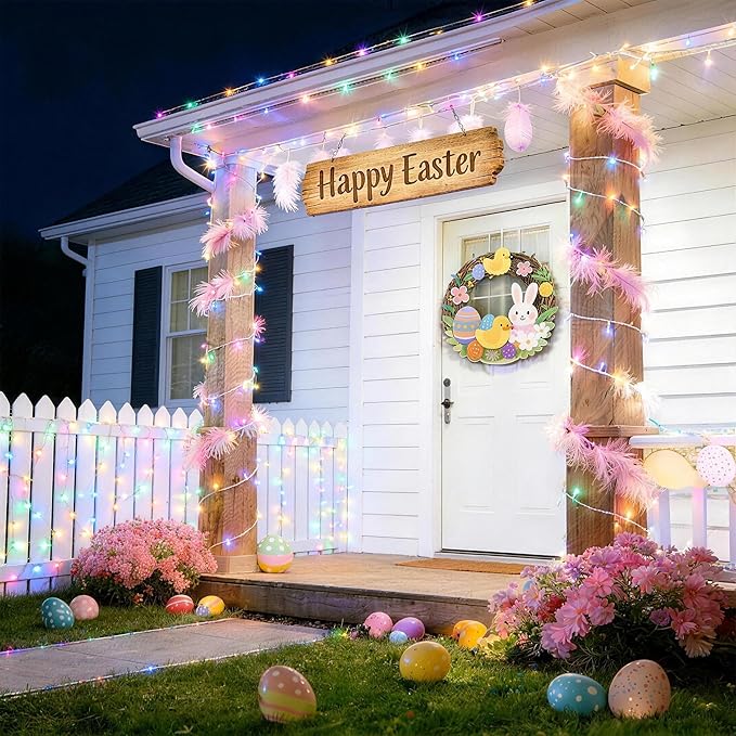 Easter Lights, 66ft 200 LED 8 Modes Pastel String Lights, Waterproof & Plug in Connectable Twinkle Fairy Lights Outdoor & Indoor, Tree, Party, Wreath Bedroom Easter Decoration (Pastel Multicolor)