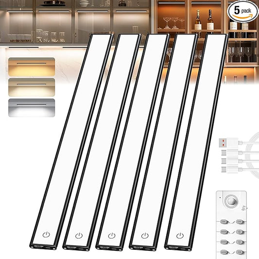 Under Cabinet Lighting,134 LED Wireless Motion Sensor Light Indoor, Rechargeable Closet Lights Battery Operated,Dimmable & 3 Color Temps,Magnetic Under Counter Lights for Kitchen, Closet (40CM,5Pack)