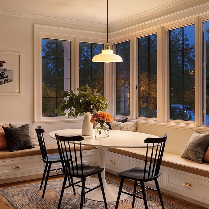 Plug in Pendant Light: Hanging Light Plug in Milk Glass Hanging Lamp, Pendant Lighting for Kitchen Island, Bedroom, Dining Room, Living Room, No Bulb