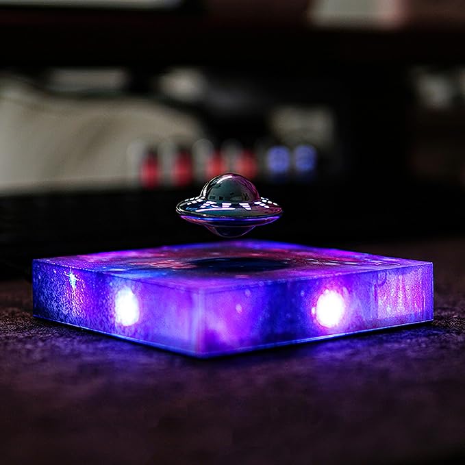 Levitating UFO Lamp - Magnetic Floating 360° Rotation with RGB Galaxy Effects, Auto-Rotating Silent LED Night Light, Cool Tech Decor for Office/Bedroom, Unique Gifts for All Ages