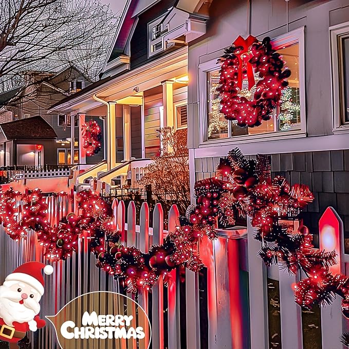 JMEXSUSS 2 Pack Red Fairy Lights Battery Operated, Total 200 LED 66ft Red String Lights Battery Powered with Remote, 8 Modes Christmas Lights for Tree Indoor Outdoor Wreath Bedroom Halloween Decor