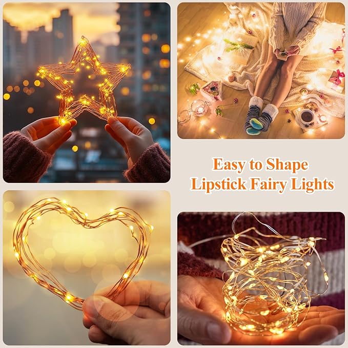 64FT(16 * 4) Fairy Lights Battery Operated, LED String Lights with Timer, Mini Twinkle Lights for Bedroom, Christmas Decorations, Wedding, Xmas Tree Decor, Centerpiece Table Warm White