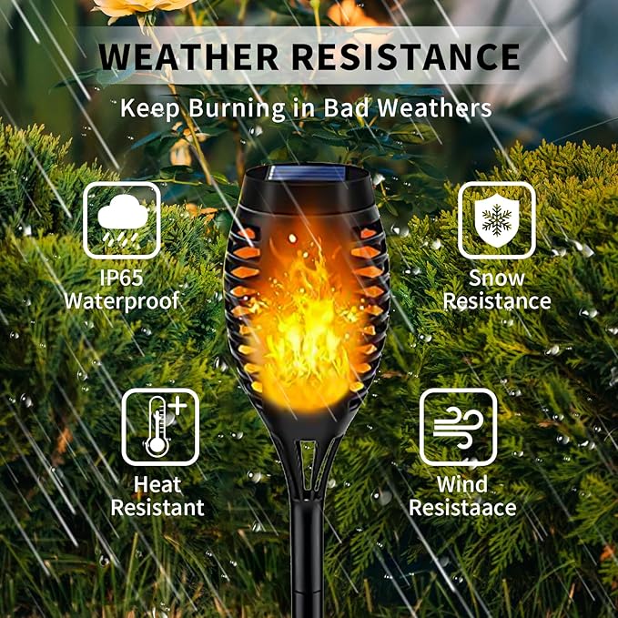 Swingers Solar Lights Outdoor,Solar Torch Lights with Flickering Flame,Waterproof Outdoor Garden Lights for Outside Patio Pathway Yard Decorations(8, Yellow)