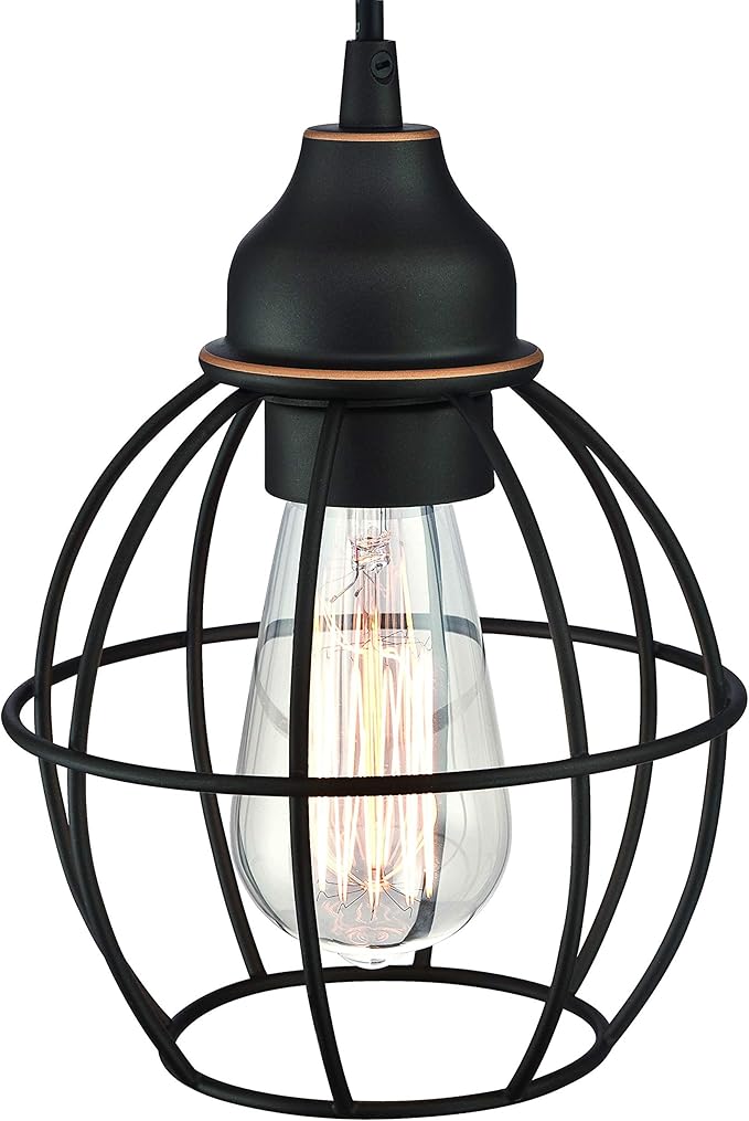 WISBEAM Oil Rubbed Bronze Kitchen Island Pendant Lighting Fixture, Cage Hanging Pendant Lights with E26 Medium Base Max. 60 Watts, Bulbs not Included, 2-Pack