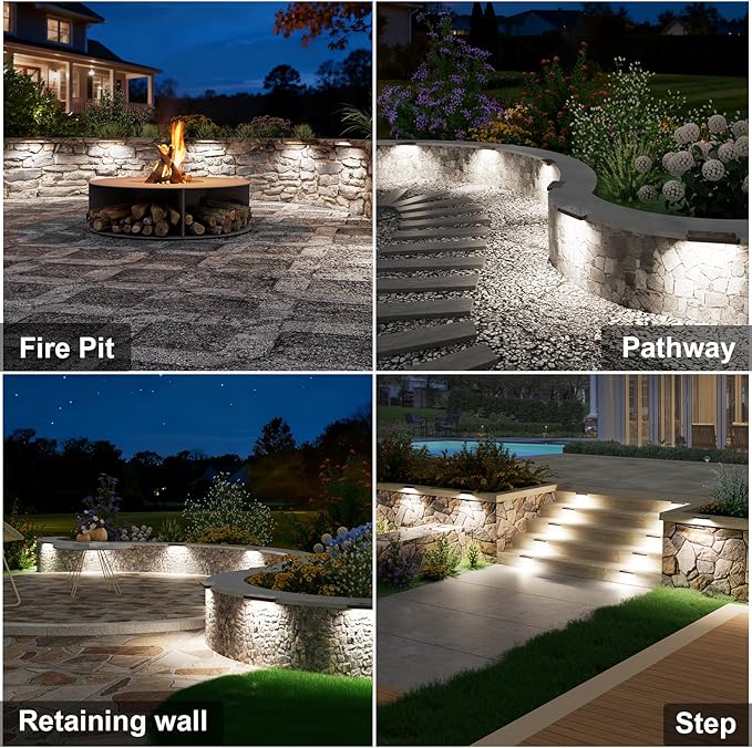 VOLISUN 7 Inch Retaining Wall Lights, IP67 Waterproof Hardscape Lighting, Cuttable Low Voltage Lighting, 12V Paver Lights, 2.8W Outdoor Step Landscape Lights, 5000K Daylight (6 Pack)