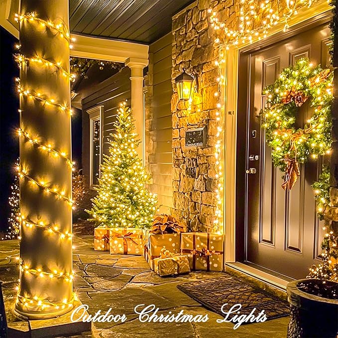 JMEXSUSS 200 LED String Lights Indoor Outdoor Clear Wire, Connectable Warm White Christmas String Lights for Bedroom, 66 Ft Twinkle Fairy Light Plug in for Wedding Home Tree Yard Patio Spring Decor