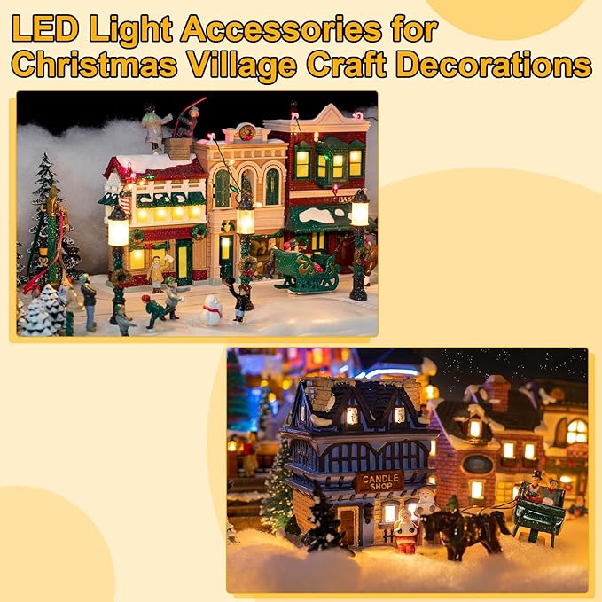 Roowest 4 Pack Accessory Cord with 2 LED Light Bulbs 6 Ft Warm Light Accessories for Halloween Christmas Village House Decorations Indoor DIY Crafts Salt Lamp Pumpkin Lights Decors