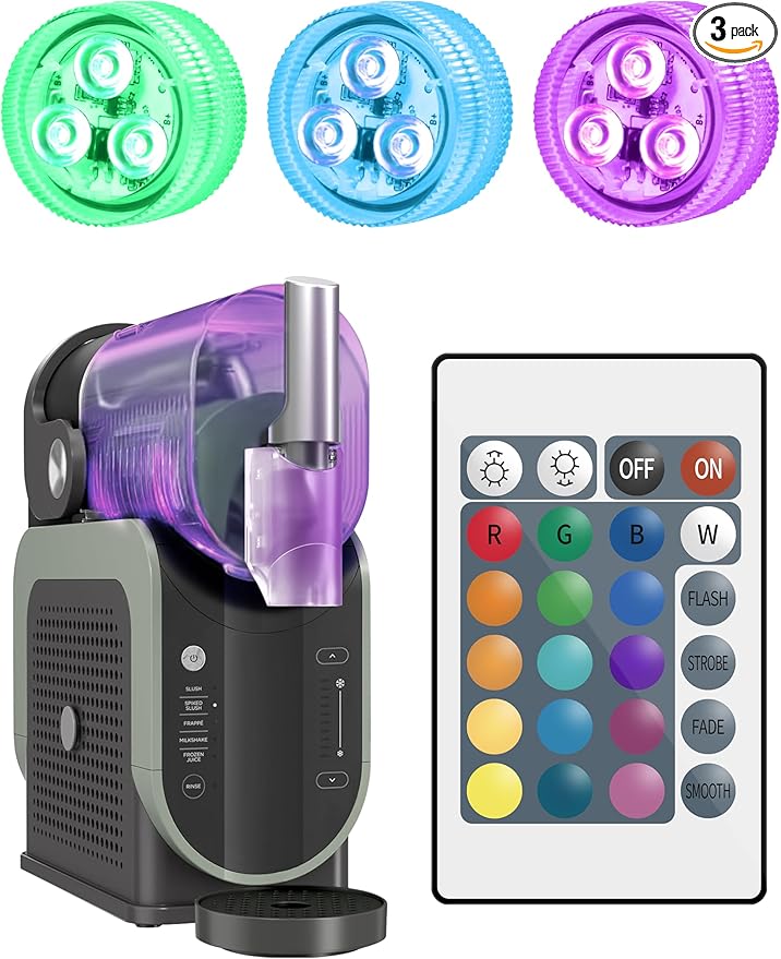 LED Capsule Lights for Ninja Slushi Max FS605, Ninja Slushi FS301/FS300, 16 Colors &4 Modes and No Installation, RGB Waterproof Light for Ninja Slushi Machine Accessories