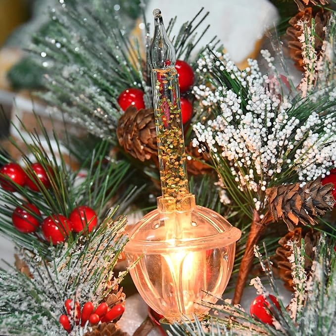 4 Pack Christmas Bubble Light Replacement Bulbs, Clear Vintage Christmas Bubble Light Night Light Bulbs with Gold Glitter Liquid for Home Wall Decorations, E12 Candelabra Base, 5W