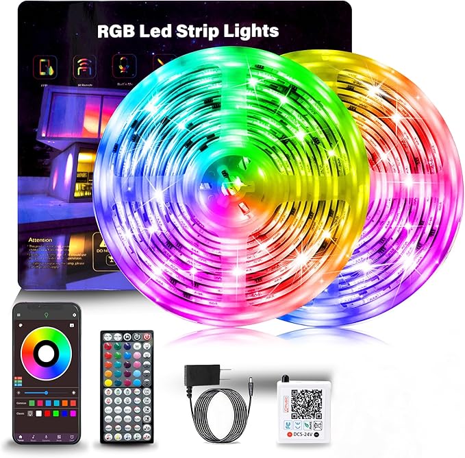 Led Lights for Bedroom 132FT(2 Rolls of 65.6ft) Music Sync Color Changing RGB Led Strip Lights with 60 Keys Remote and App Control, Led Lights for Room Kitchen Party Decor,Home Decor