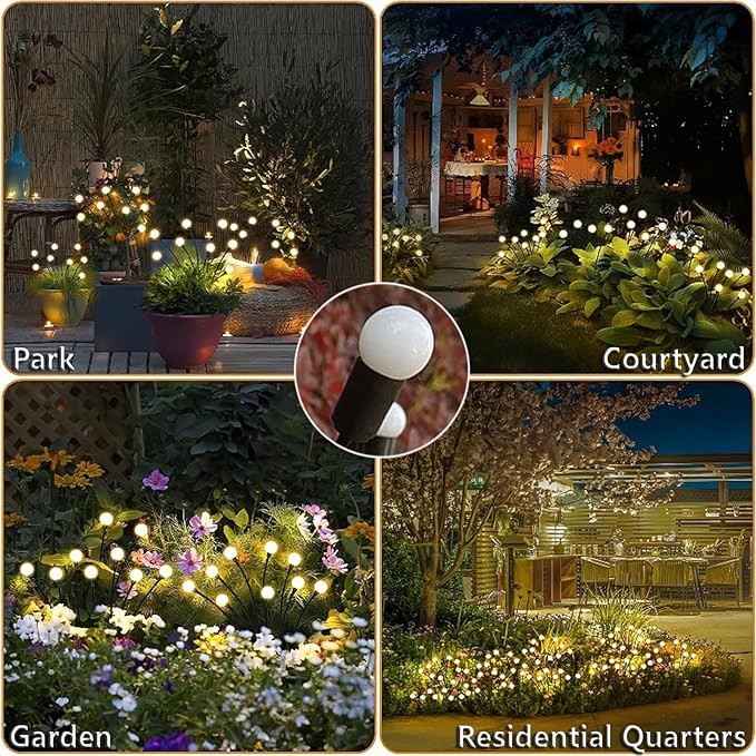 Solar-Powered Firefly Lamp, Solar Powered Courtyard Lights, Outdoor Waterproof, Swaying in The Wind, Garden Lawn Terrace Channel Decorative Lights, Decorative Gardening Gifts (2 Pack(16LED))