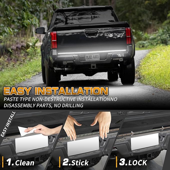 XRIDONSEN 48 inch White Tailgate Strobe Lights Strip 288 LED Tail/Rear Window Emergency Lights Flashing Warning Hazard Back Safety Caution Light for Tow/Plow Trucks Construction Vehicles Trailer