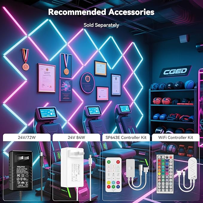 PAUTIX RGB COB LED Strip Light IP65 Waterproof,UL Listed 24V Color Changing Flexible Tape Lights 16.4ft/5m Multicolor,for TV,Bedroom,Bathroom,Party DIY Decoration(Adapter&Controller Not Included)