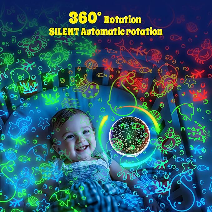Night Light Projector,Night Light for Kids Room with Remote and Timer,360° Rotation,3 Projection Films,18 Light Modes,8 Lullaby Songs,Kids Night Lamp, Christmas Birthday Gifts for Boys Girls (Blue)