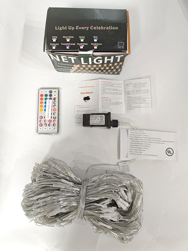 LitHome 10.5 x 10.5FT Christmas Net Lights Outdoor, 35 Colors Changing 288 LED Christmas Net Lights with Remote Connectable, 9 Modes RGB Mesh Light Plug in for Bushes, Garden, Gazebo, Holiday Decor