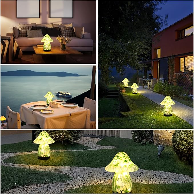 Solar Lights Outdoor Waterproof, Mushroom Garden Décor Powered by Solar, Outdoor Lights for Patio Yard Pathway Backyard Balcony Lawn Landscape Fountain Deck Pool Table Porch Decoration (Green)