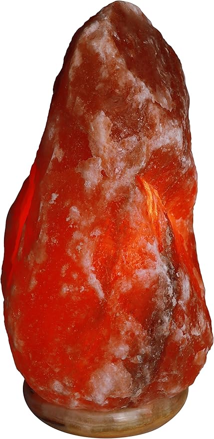 Himalayan Rock Salt Natural Crystal Lamp, 11.5" Tall – Soft Calm Therapeutic Light – Naturally Formed Salt Crystal Design On Onyx Marble Base – Tibetan Evaporated Rock Lamps – Dark Orange Hue
