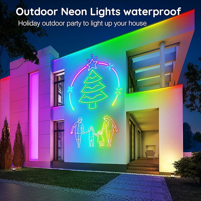AILBTON 32.8FT Led Neon Rope Lights Control with App/Remote,Flexible Led Rope Light,Multiple Modes,IP65 Outdoor RGB Lights Waterproof,Music Sync Gaming Led Neon Strip Light for Bedroom Decor