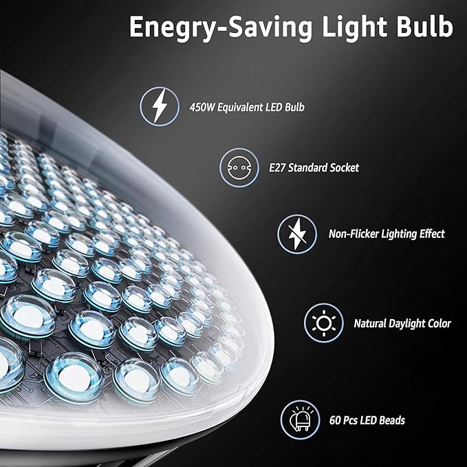 Softbox Lighting Kit, NiceVeedi 2-Pack 16'' x 16'' Softbox Photography Lighting Kit with 63” Tripod Stand & 5400K 450W Equivalent LED Bulb, Continuous Lighting for Photography/Video Record