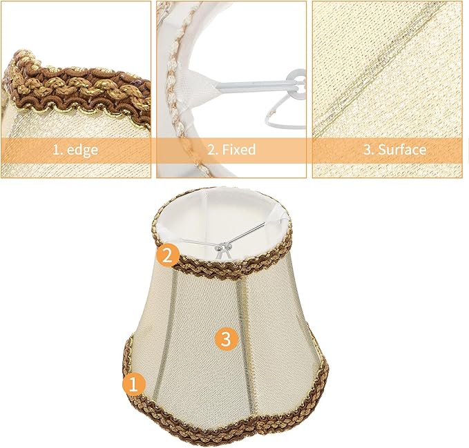 ARTIBETTER Lamp Covers for Table Lamps, Clip on Lamp Shade, Upside Down Lampshade for Vintage Lamp, Small Lampshade with Bulb Clip, Lamp Shade for Vintage Lamp, Pleated Lamp Shade