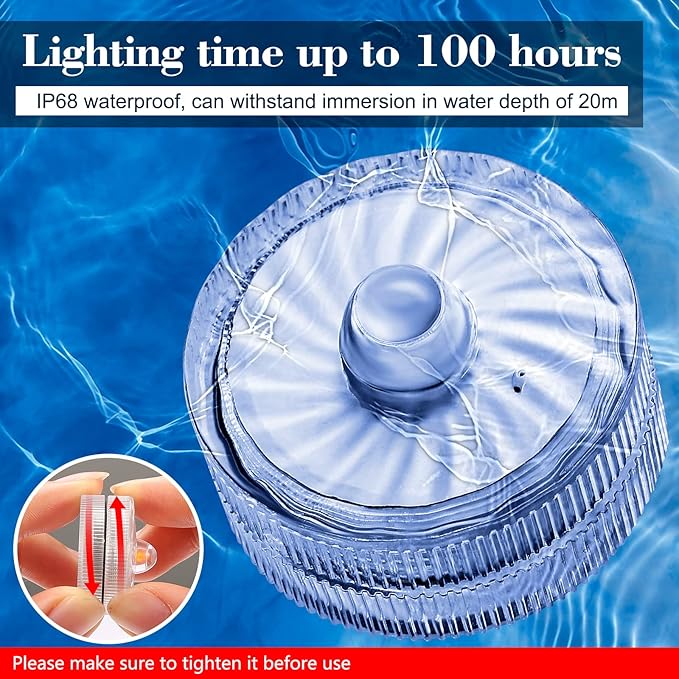 HL Submersible LED Light,White Small LED Light,100 Hours Waterproof Flameless Led Lights Battery Powered for Wedding Home Vase Festival Party Decoration 12pcs (Built-in 24 Batteries)