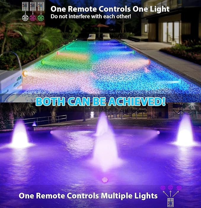 4” 20 LED Submersible LED Light - Independently and Group Controlled Pairable with Remote Magnetic Rechargeable Underwater Pool Light, Super Bright, Super Strong Magnet (2 Pack)