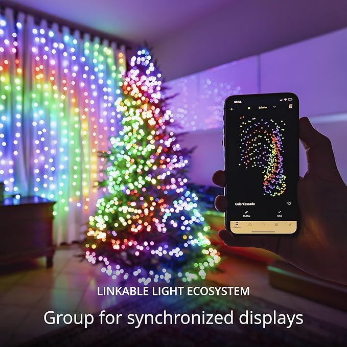 Twinkly Christmas Curtain Lights 210 RGB+W LEDs - App-Controlled, Sync with Music, Indoor & Outdoor Use, Compatible with Google Assistant, Amazon Alexa, Apple HomeKit, Bluetooth & WiFi Connectivity